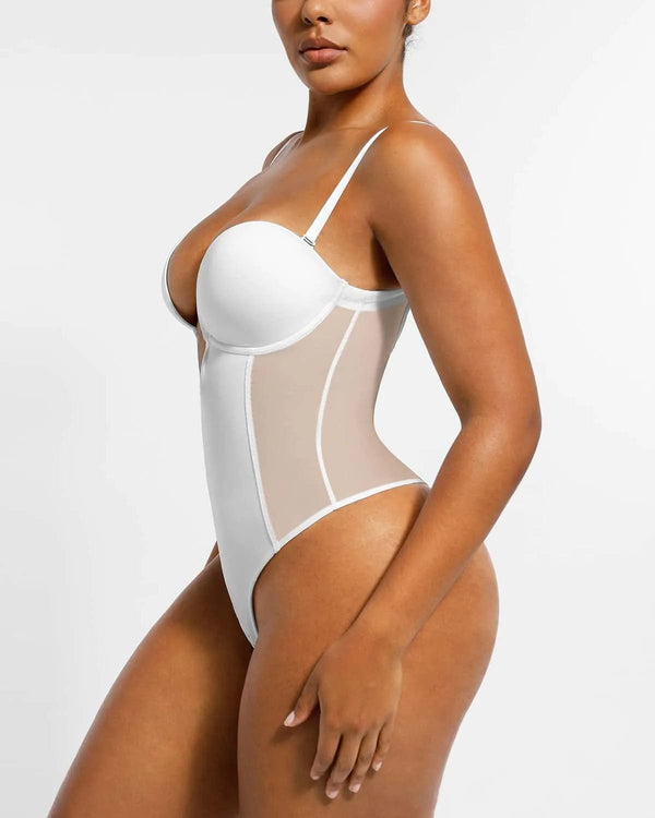 BOOT-YEAH™ MeshSmooth™ Deep Plunge Low-Back Thong Bodysuit