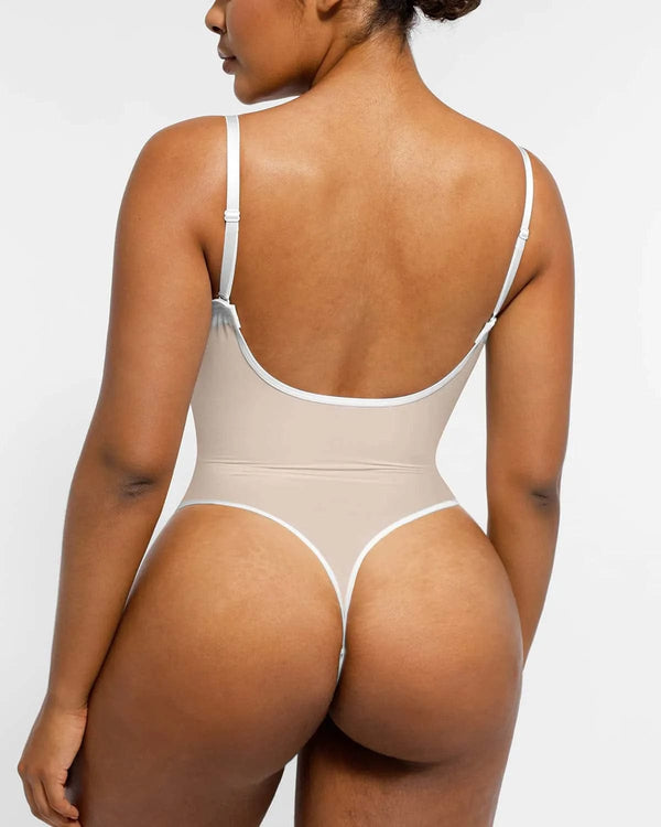 BOOT-YEAH™ MeshSmooth™ Deep Plunge Low-Back Thong Bodysuit