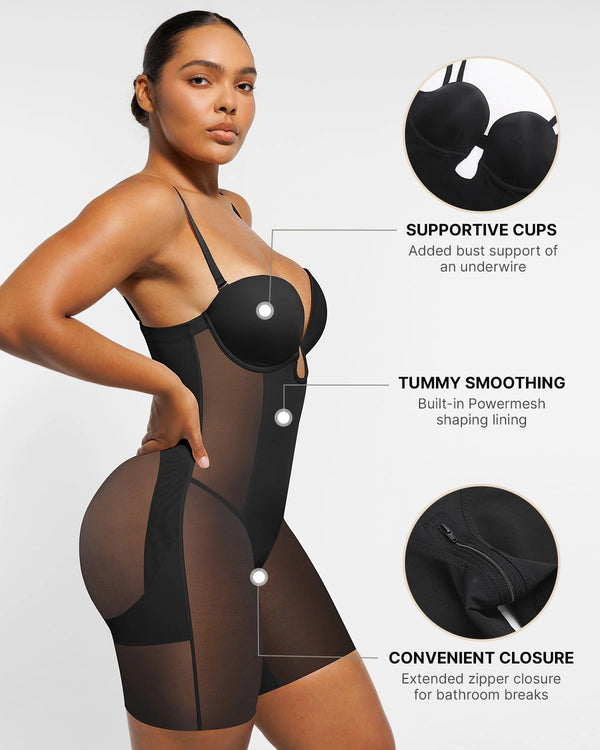 BOOT-YEAH™ MeshSmooth™ Deep Plunge Bodysuit