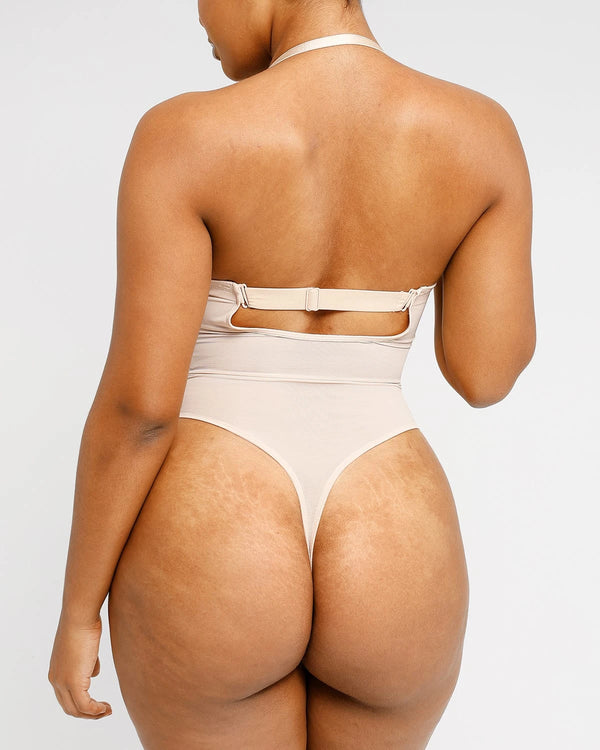 BOOT-YEAH™ MeshSmooth™ Deep Plunge Low-Back Thong Bodysuit
