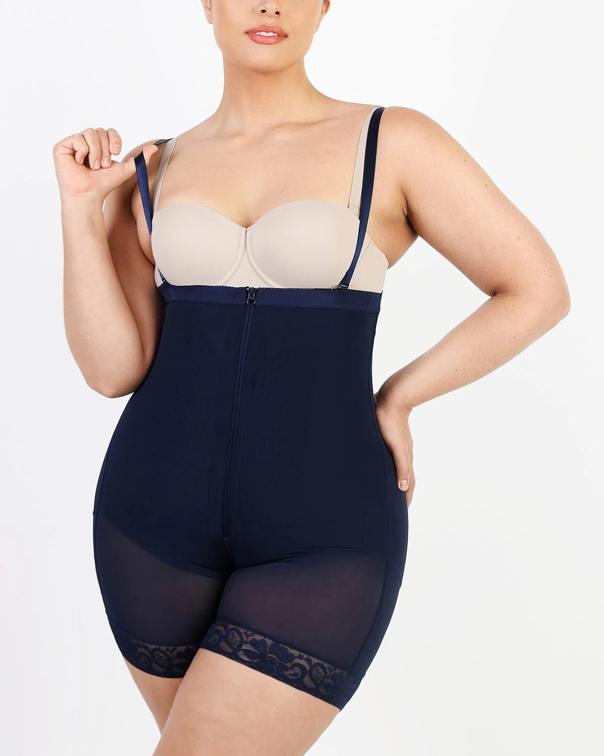 Firm tummy compression bodysuit shaper with butt lifter outlet