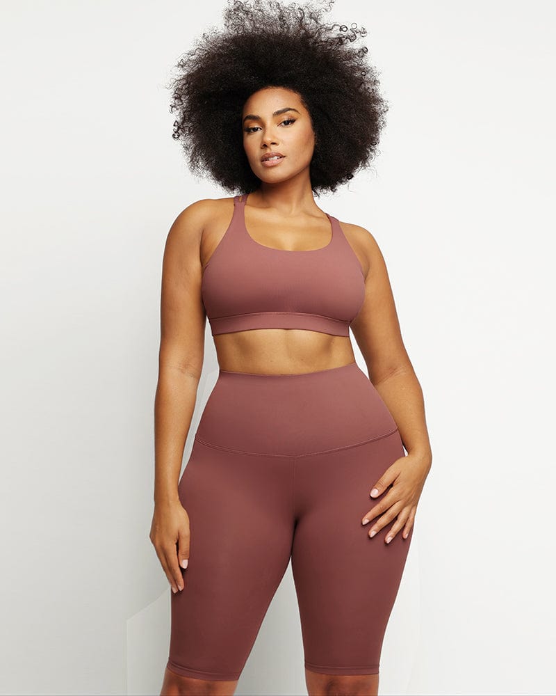 Biker shorts and discount sports bra set