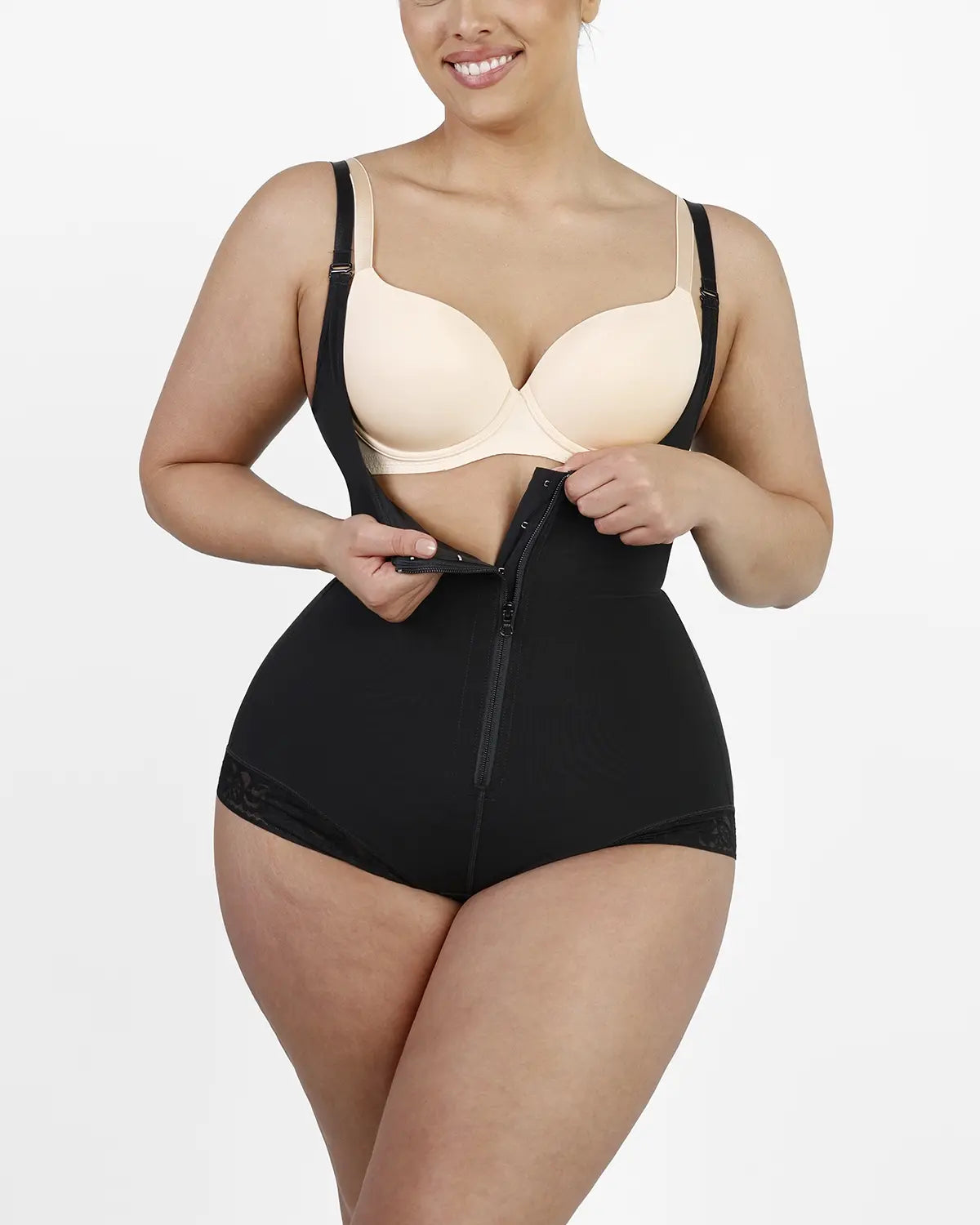 AirSlim Front Zipper Open Bust Shapewear Back Support Shaping Panty