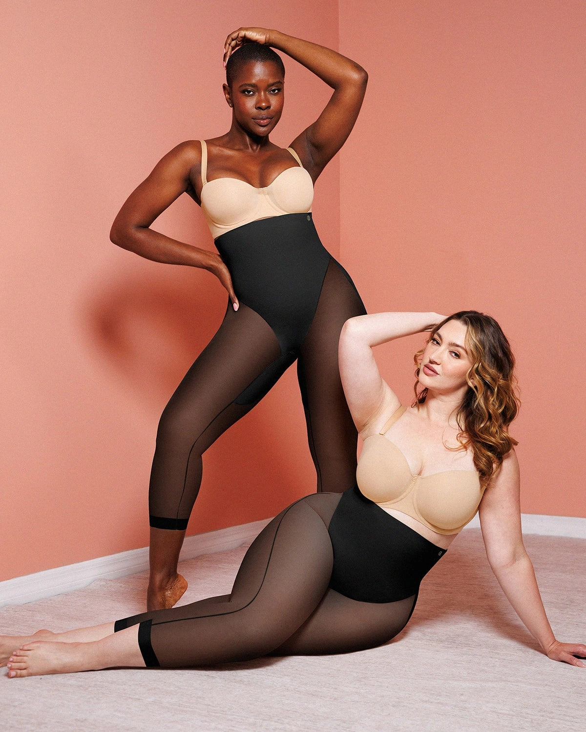Model showcasing a smooth and contoured silhouette in shaping capri leggings