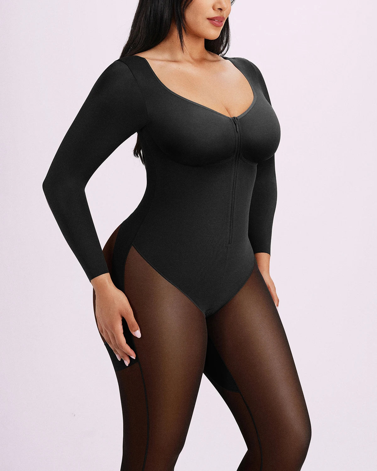 BOOT-YEAH™ Zip-Front Tummy Control Full-Length Bodysuit