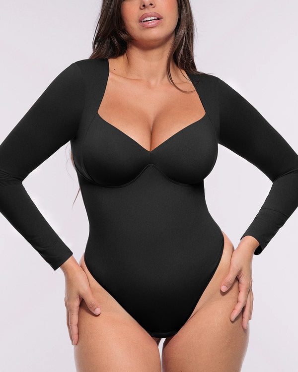 Bare Essentials™ AirSlim® Long Sleeve Thong Bodysuit