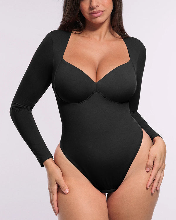 Bare Essentials™ AirSlim® Long Sleeve Thong Bodysuit