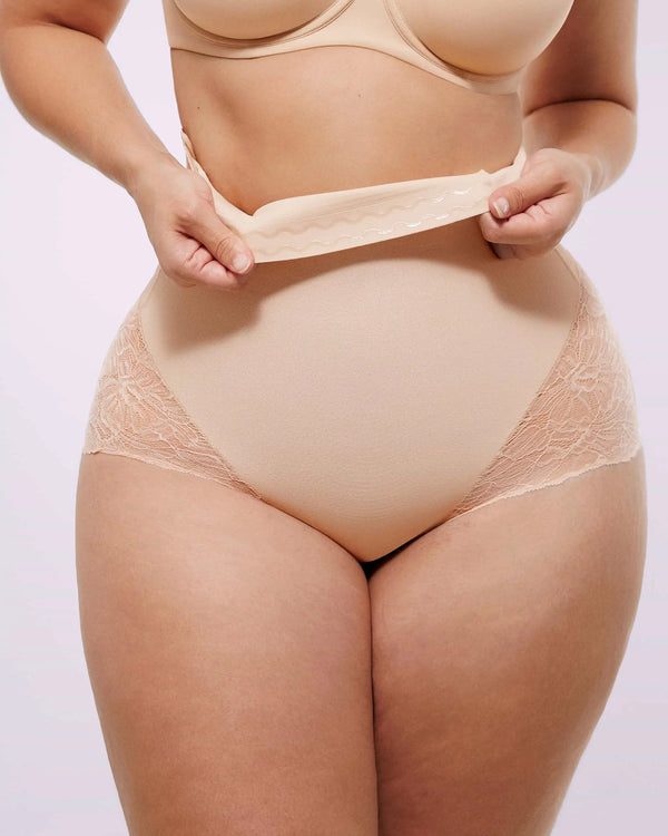 Bare Essentials™ MeshSmooth™ High-Waisted Sheer Lace Brief