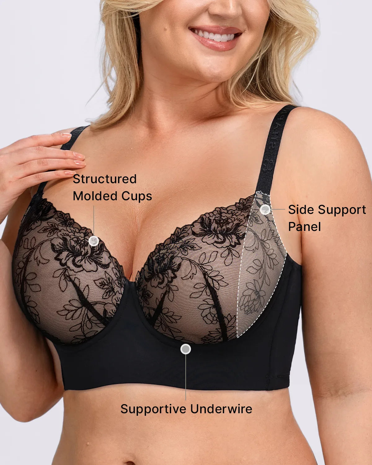 Underwire construction offering lift and secure everyday support
