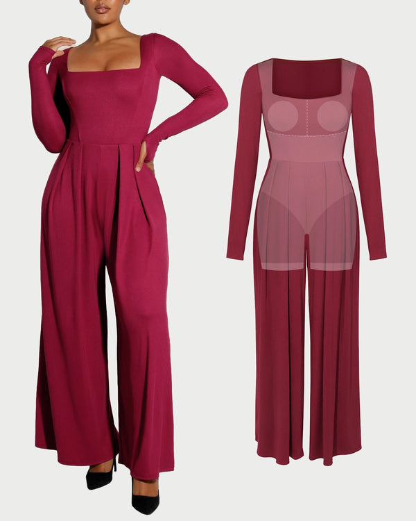 Bare Essentials™ AirSlim® Square Neckline Built-In Shaping Jumpsuit