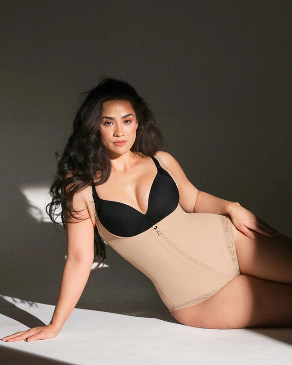 Bare Essentials™ AirSlim® Zipper Front Open Bust Brief Bodysuit