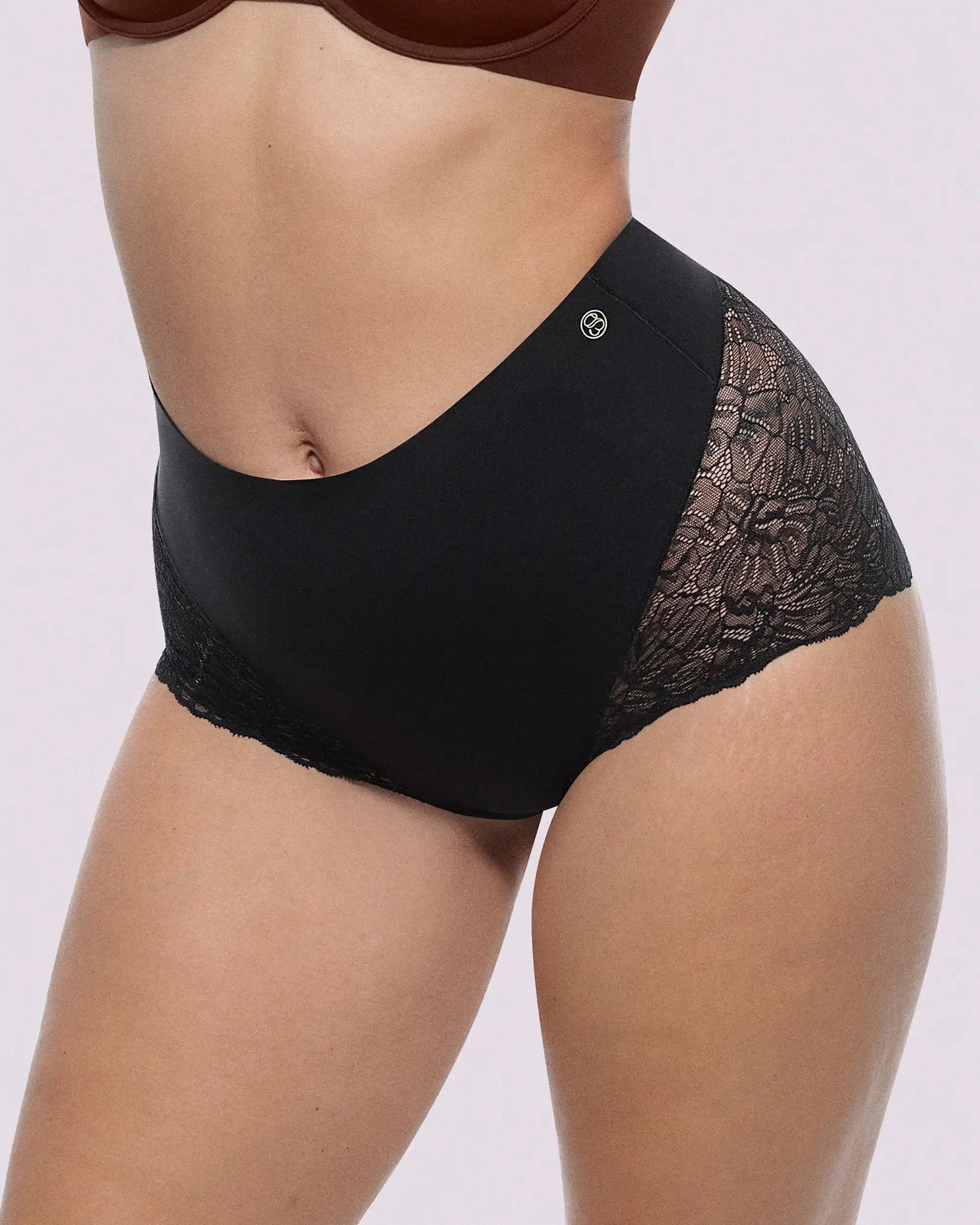 Bare Essentials™ MeshSmooth™ Mid-Waist Lace Brief