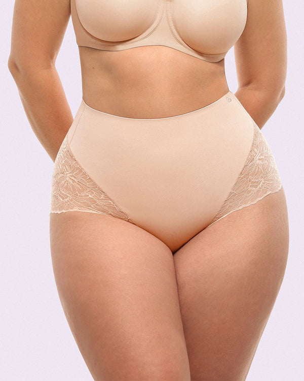 Bare Essentials MeshSmooth Mid-Waist Lace Panty