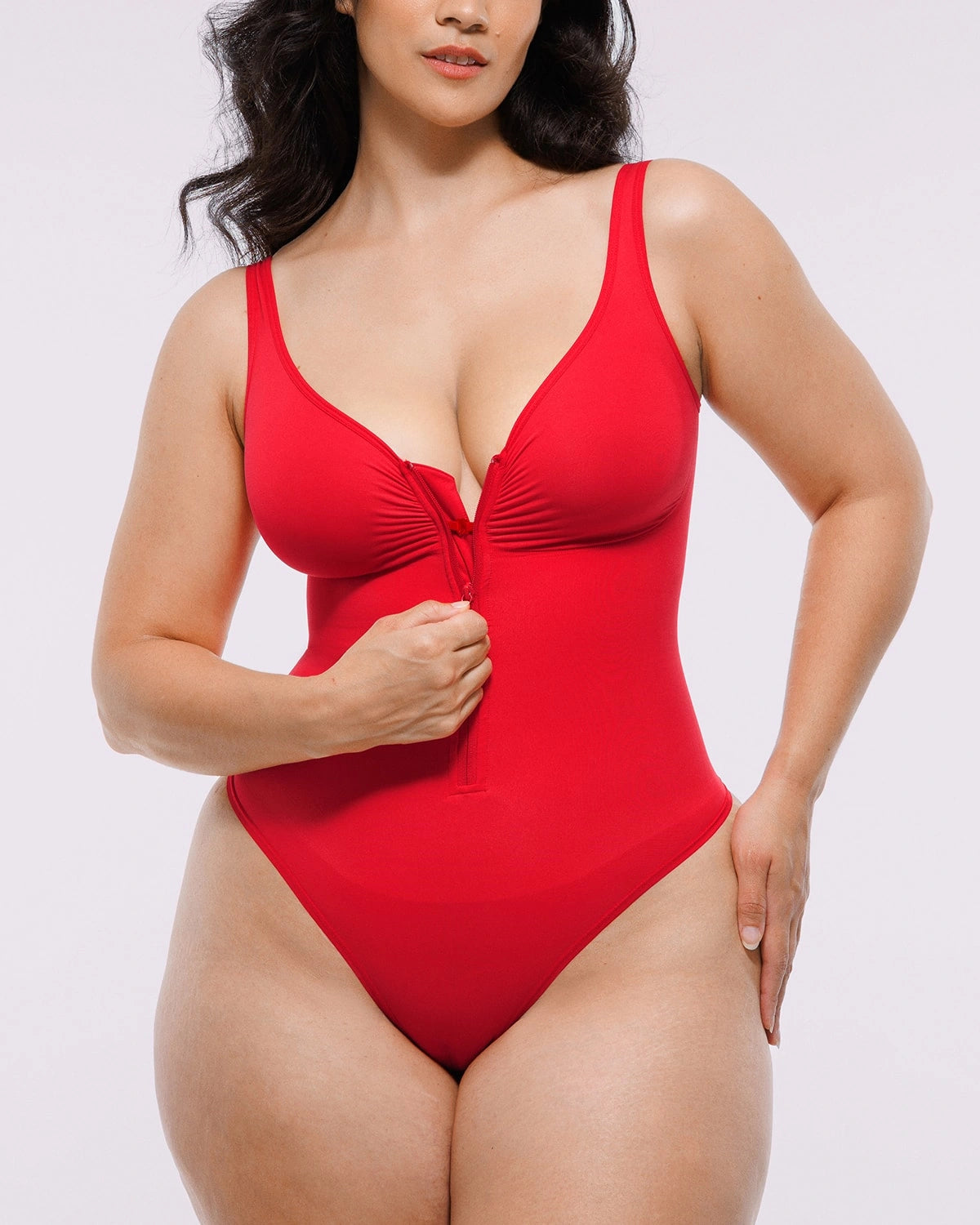 Bare Essentials™ Skin Flow™ Zipper Front Thong Bodysuit