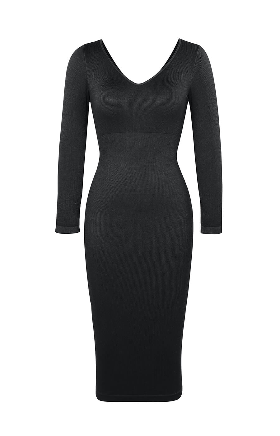 Built-In 360° Seamless V-Neck Long Sleeve Shaper Dress