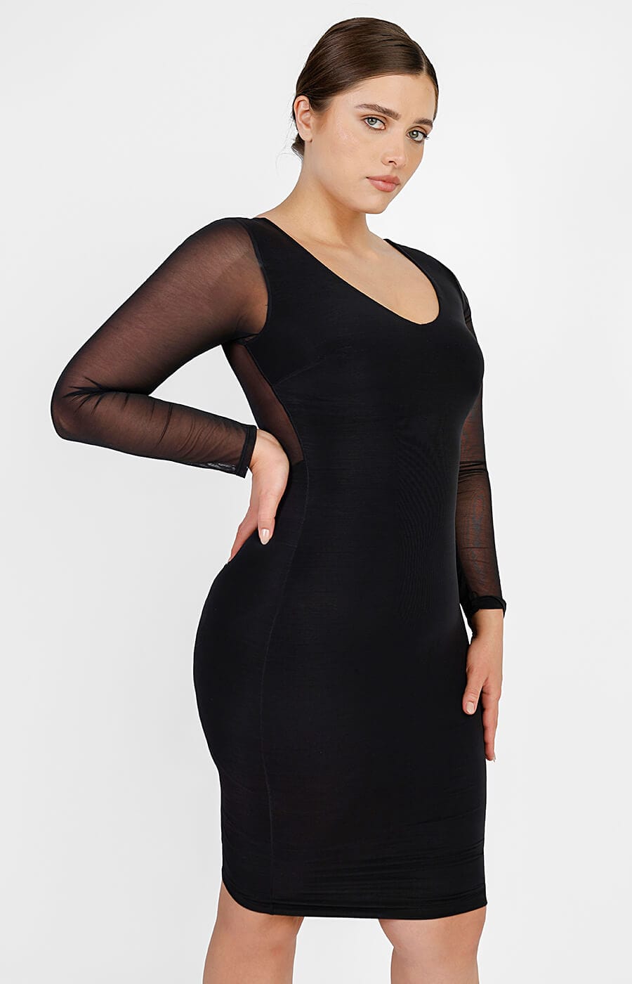 Built-In 360° See-Through Mesh Bodycon Dress