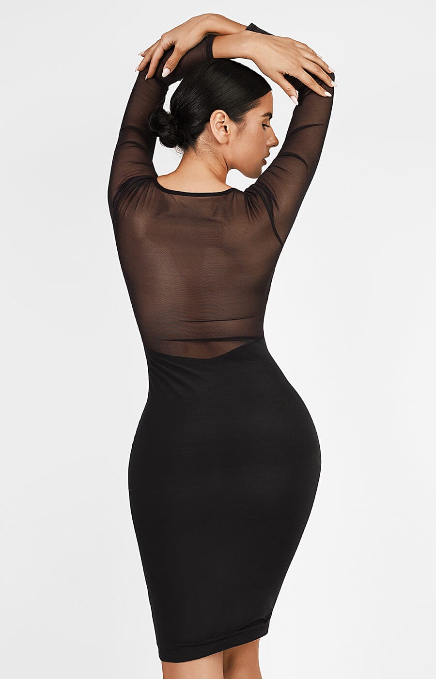 Built-In 360° See-Through Mesh Bodycon Dress