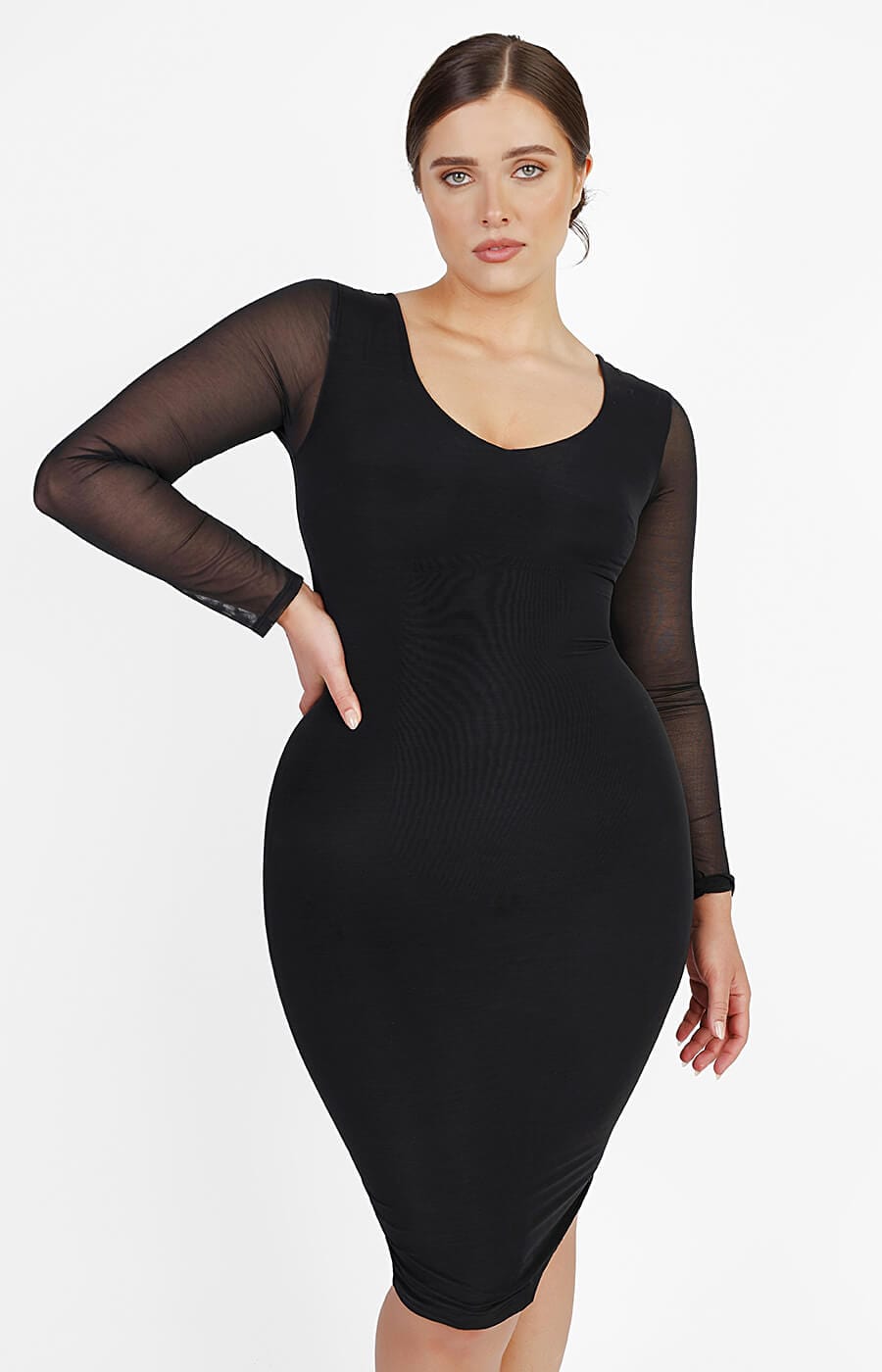 Built-In 360° See-Through Mesh Bodycon Dress