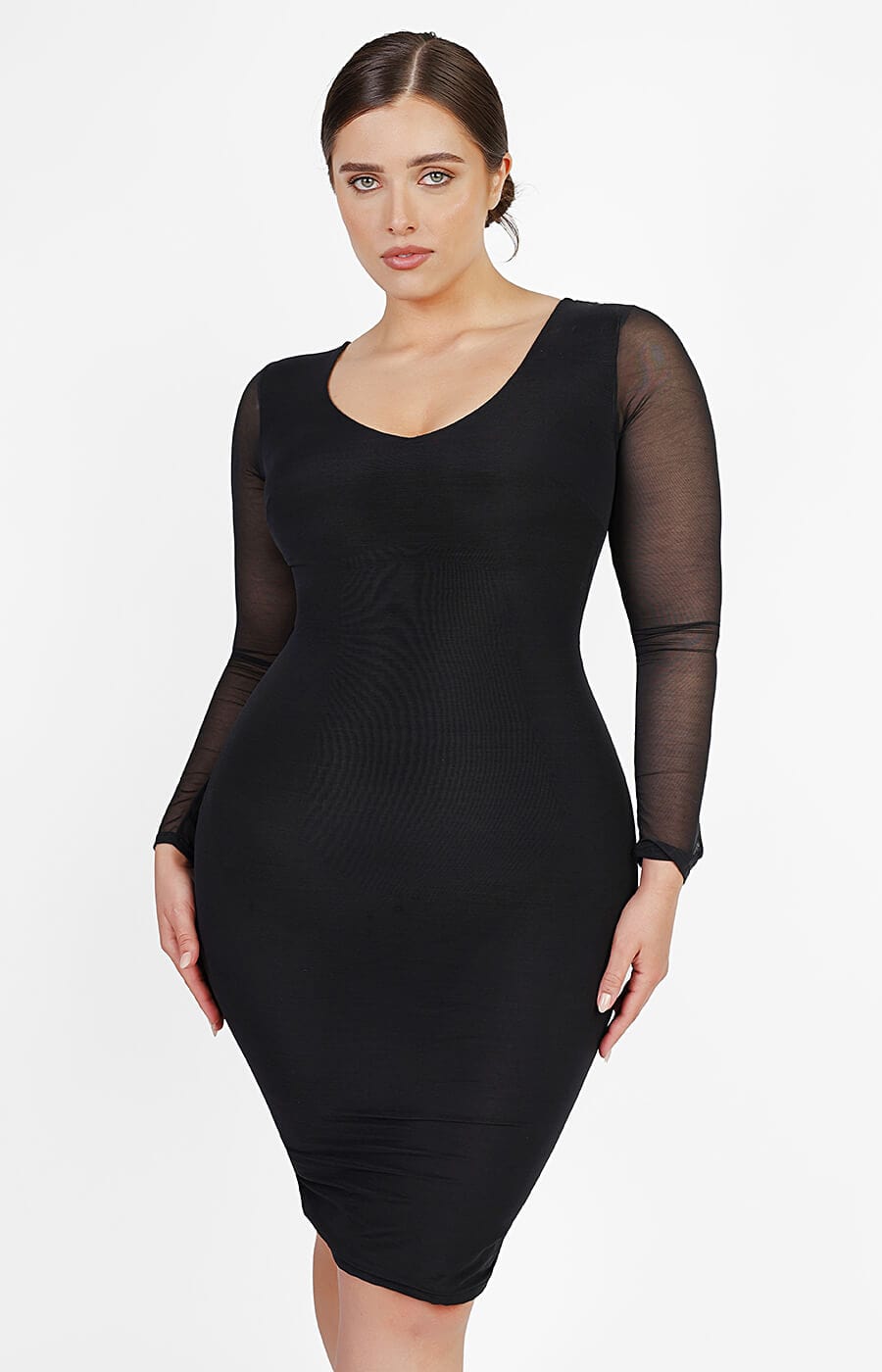 Built-In 360° See-Through Mesh Bodycon Dress