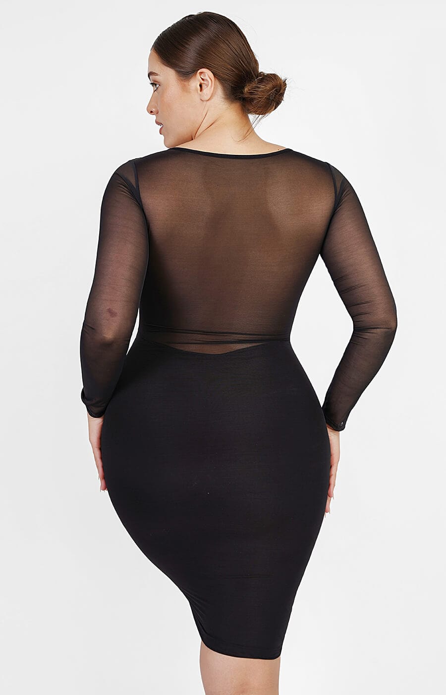 Built-In 360° See-Through Mesh Bodycon Dress