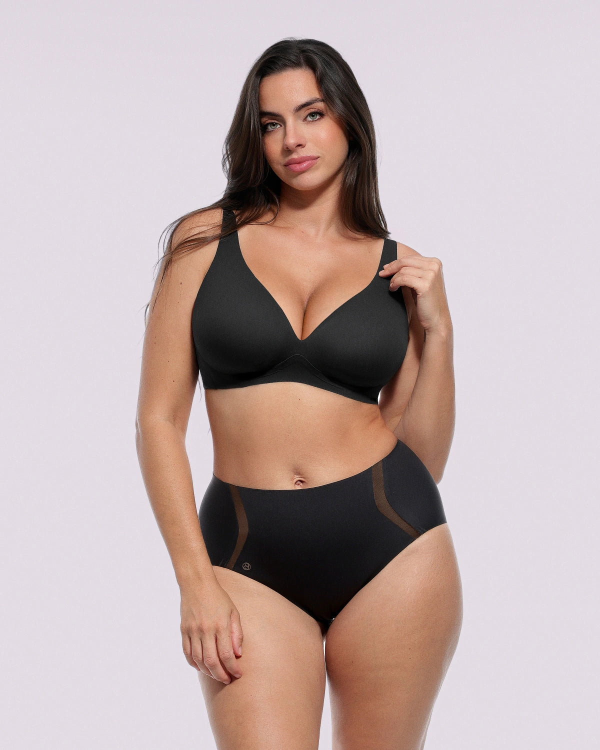 Curve Code™ LYCRA®FitSense™ Wireless V-Neck Bra + Brief