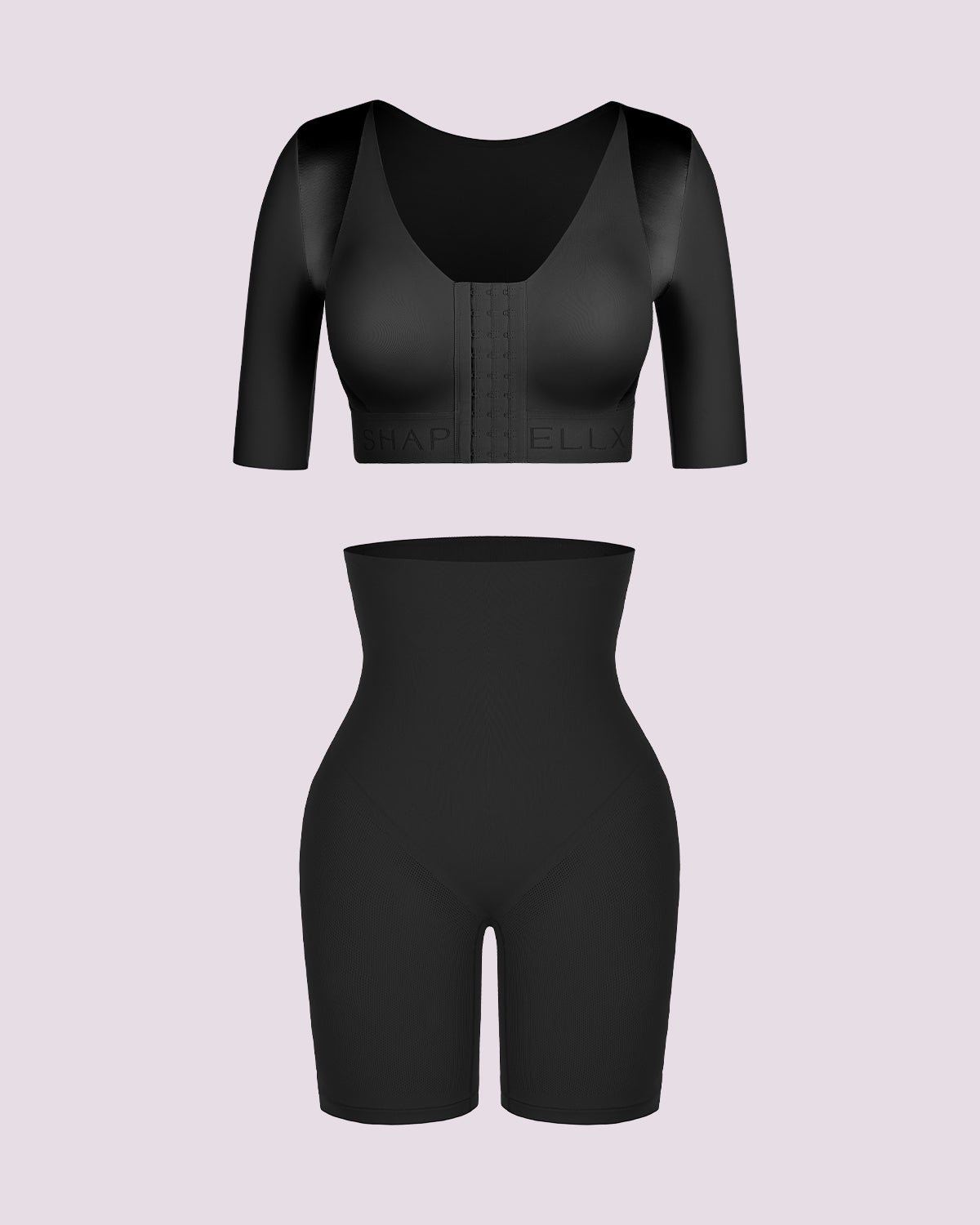 Elbow Sleeve Back Smoothing Top + Tummy Control Short Bundle