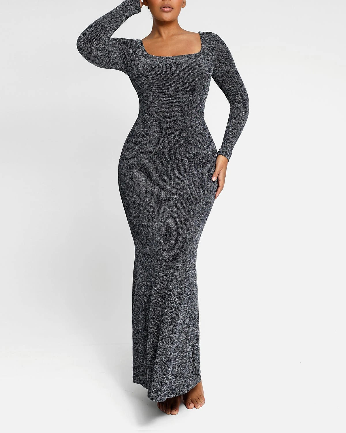 Built-In 360 Gleaming Long Sleeve Mermaid Dress | Shapellx, Gleaming Black / S Built-In 360 Gleaming Long Sleeve Mermaid Dress | Shapellx, Gleaming Black / S
