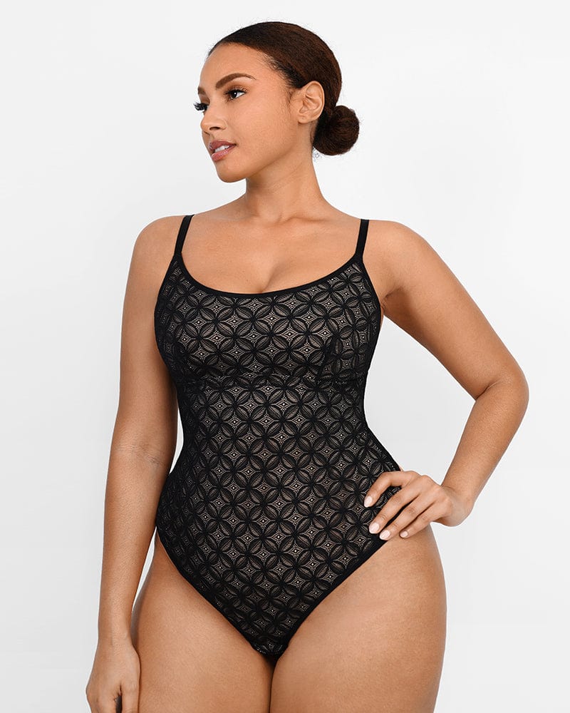 Lace Glamour Geometric Sculpting Bodysuit