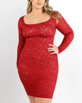 Lace Glamour Leavy Florals Midi Dress