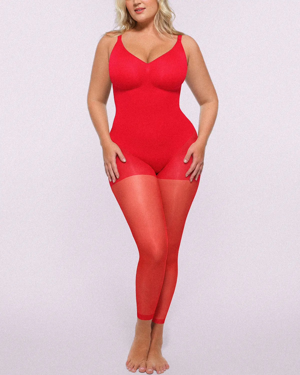 Combining bra panty shapewear and sheer tights into one streamlined solution
