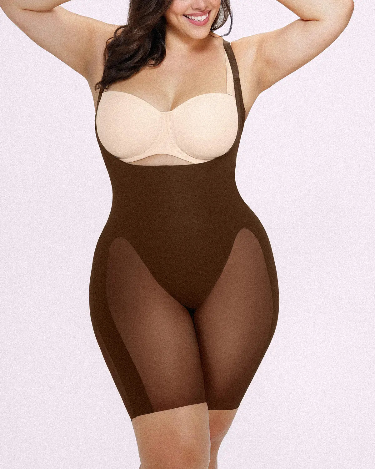 Open Bust Smoothing Mid Thigh Bodysuit