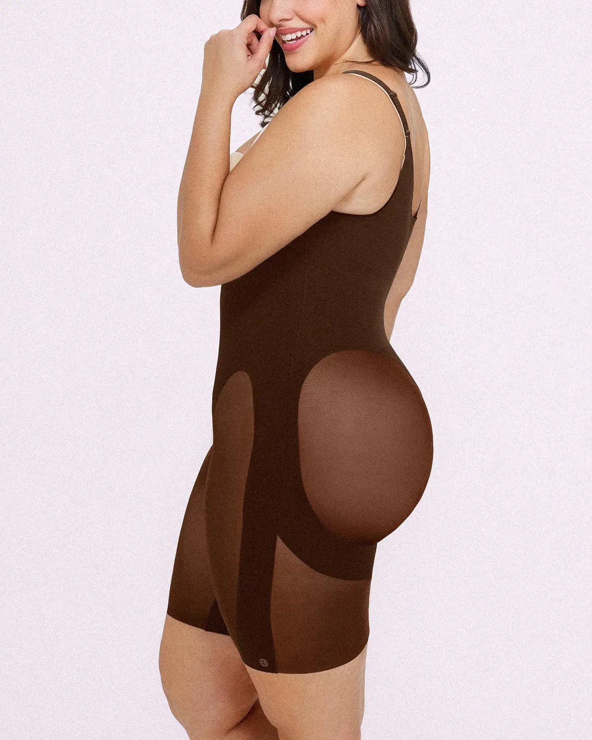Open Bust Smoothing Mid Thigh Bodysuit