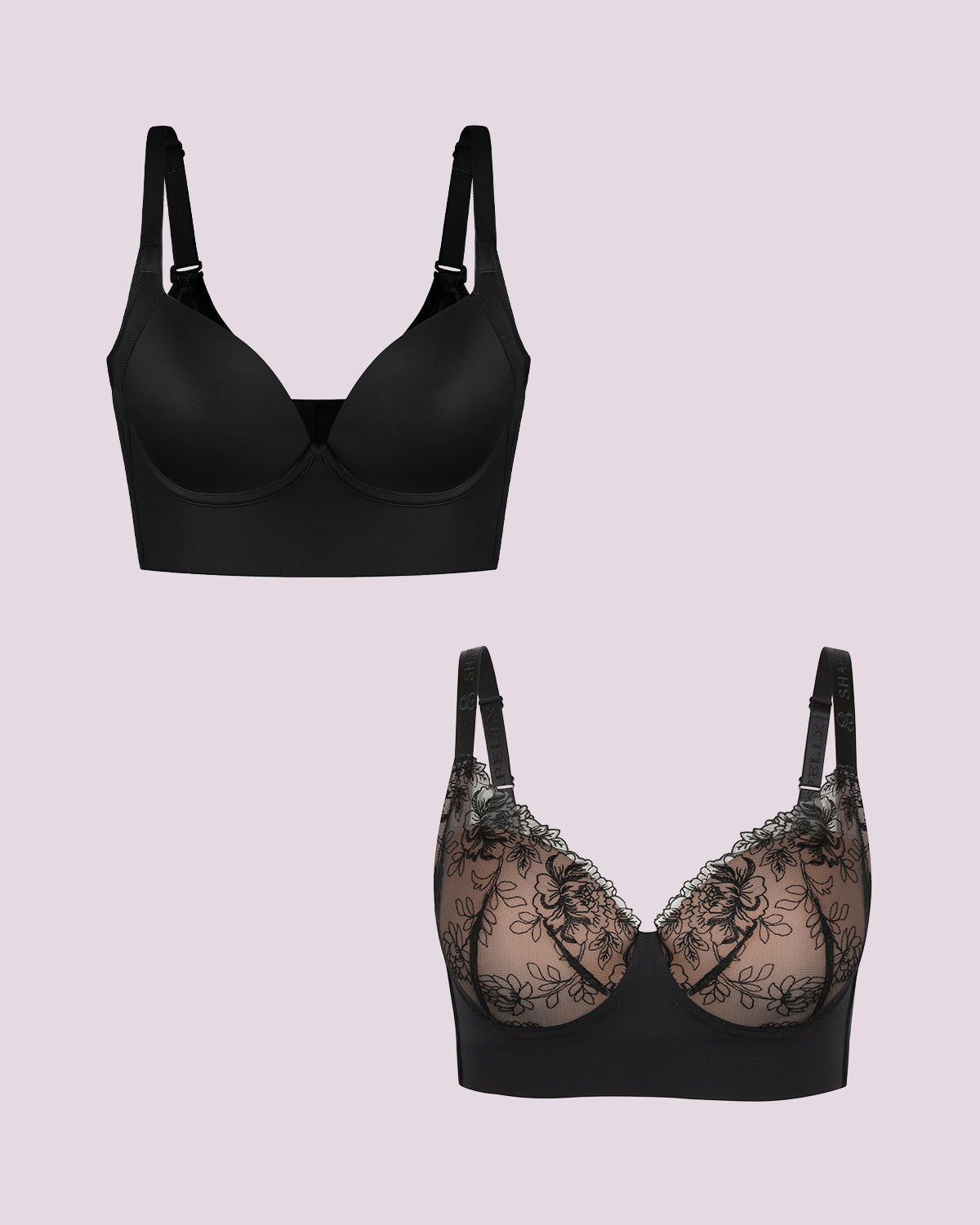 Push-Up Bra + Lace Underwire Bra Bundle