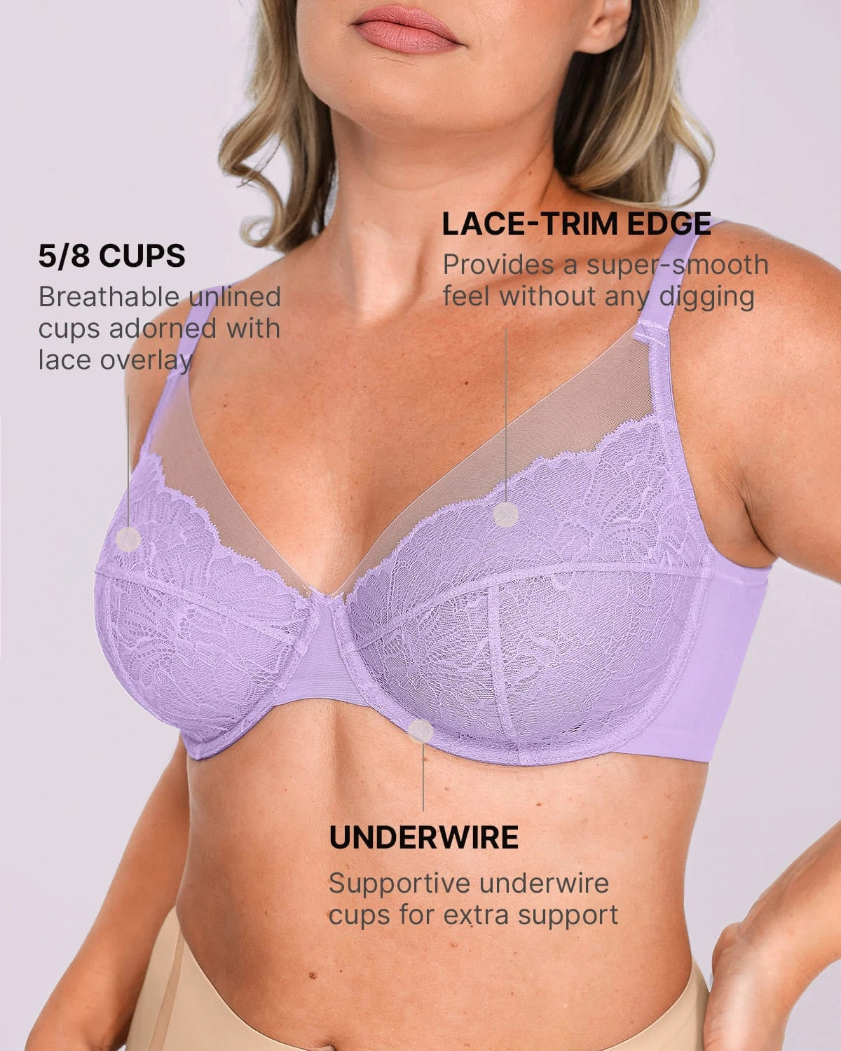 Unlined Lace Underwired Uplift Bra