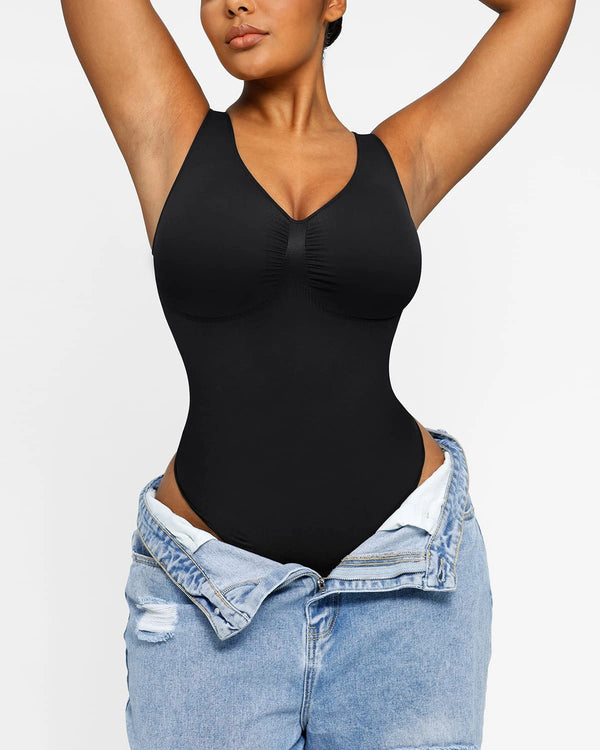 Bare Essentials™ Skin Flow™ 2.0 V-Neck Thong Bodysuit