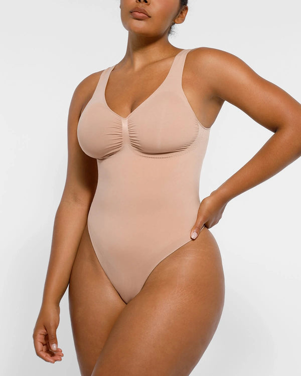 Bare Essentials™ Skin Flow™ 2.0 V-Neck Thong Bodysuit