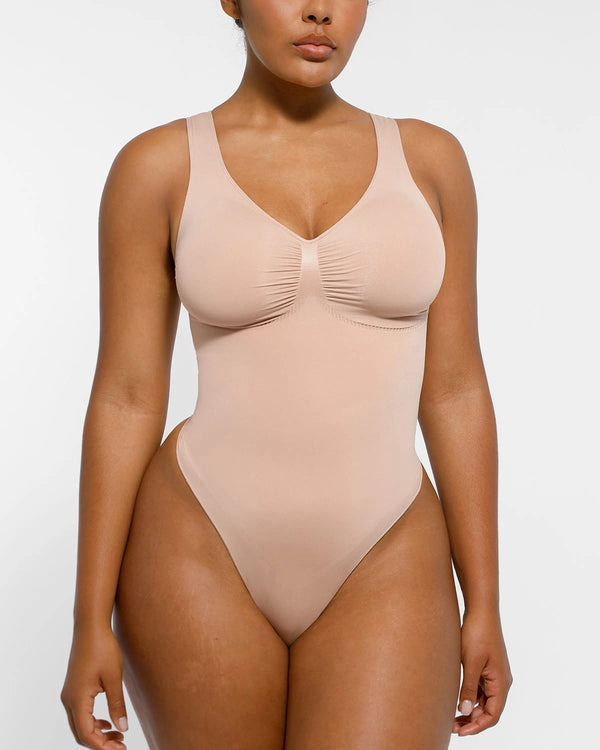 Bare Essentials™ Skin Flow™ 2.0 V-Neck Thong Bodysuit
