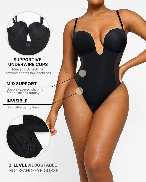 AirSlim® Deep Plunge LowBack Thong Bodysuit Plunge Bodysuits