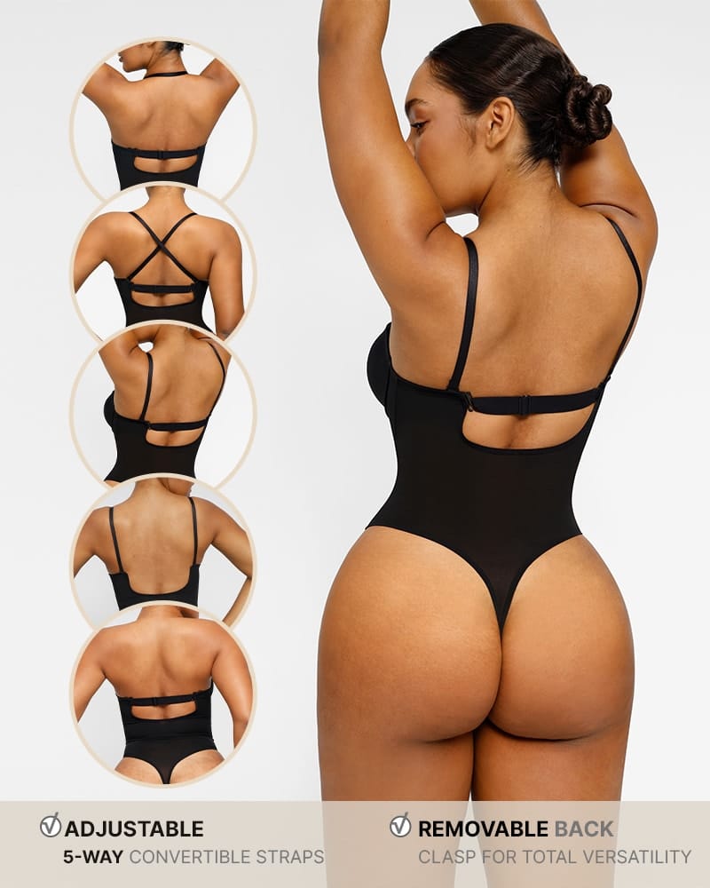 Open-back thong bodysuit