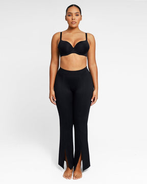 Bundle 1 Cami Thong Bodysuit + 1 Front Slit Flare Legging