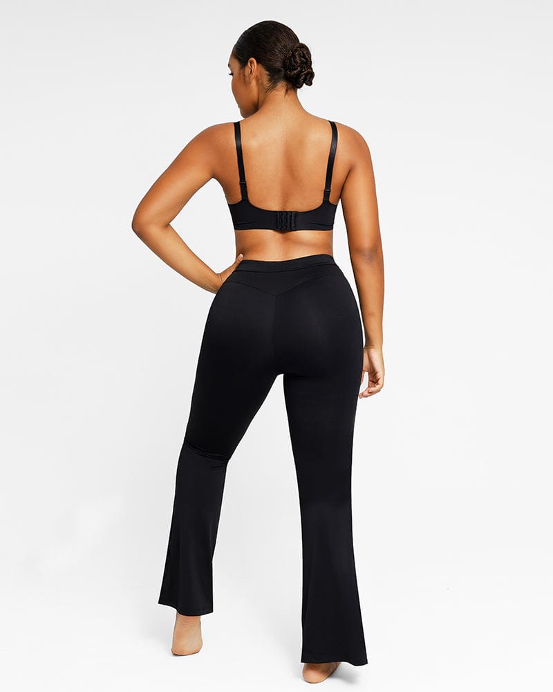 Black Rusched Side Flare Leggings