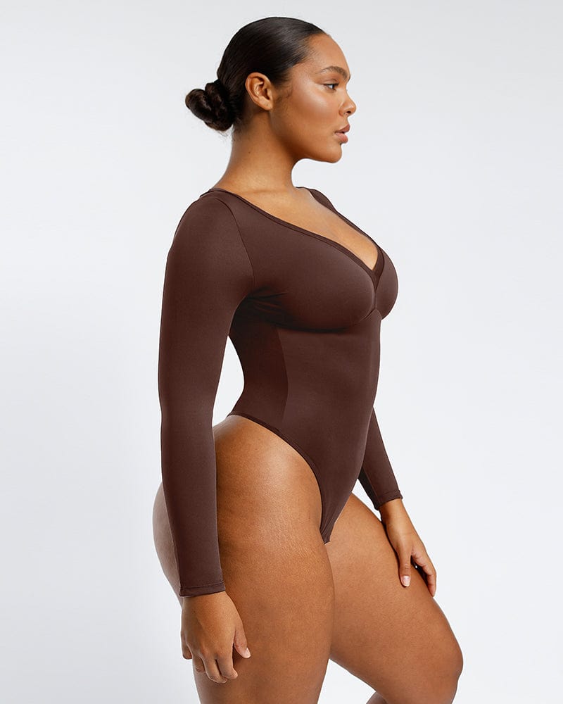 AirSlim® Lace Trim Deep V-Neck Bodysuit