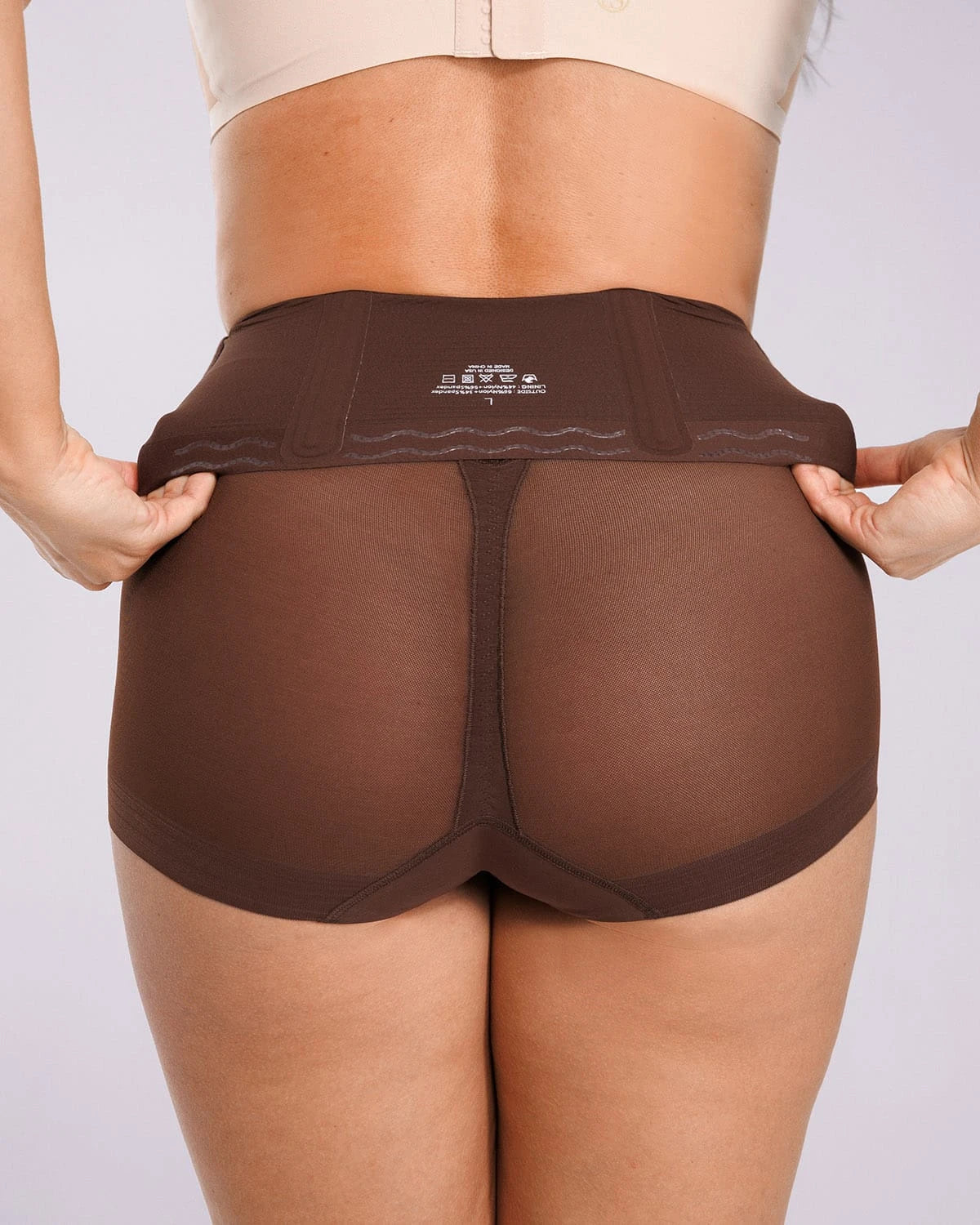Back view of BOOT-YEAH MeshSmooth brief showing thong-effect T-back butt-lifting design