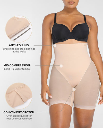 V Wasited Mesh Smooth Butt-Lifting Shorts