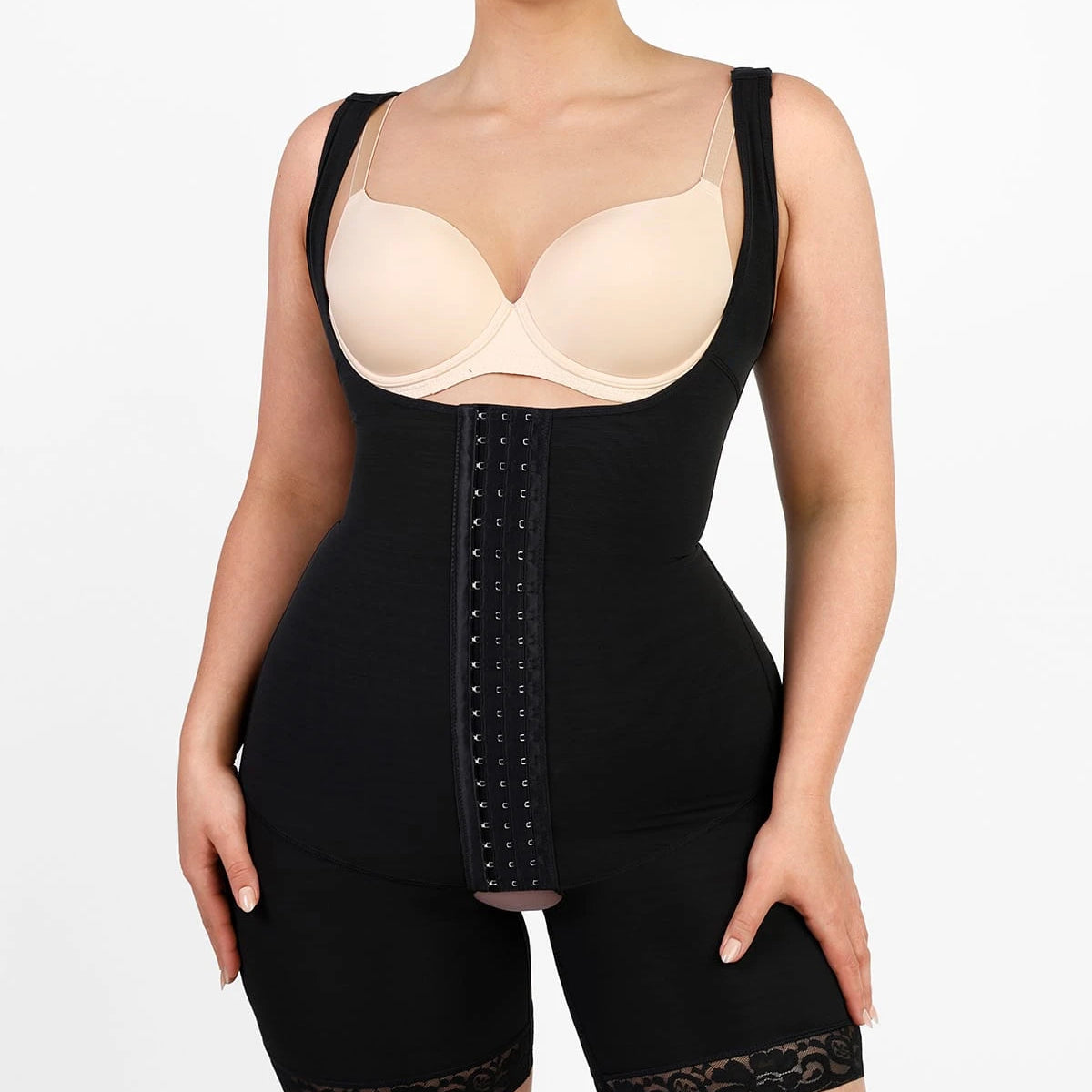Open bust mid thigh body shaper deals