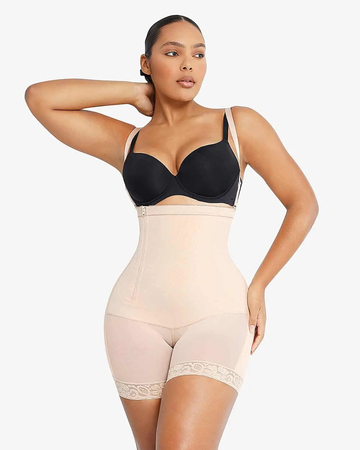 Trying On The AirSlim® Firm Tummy Compression Bodysuit Shaper With But