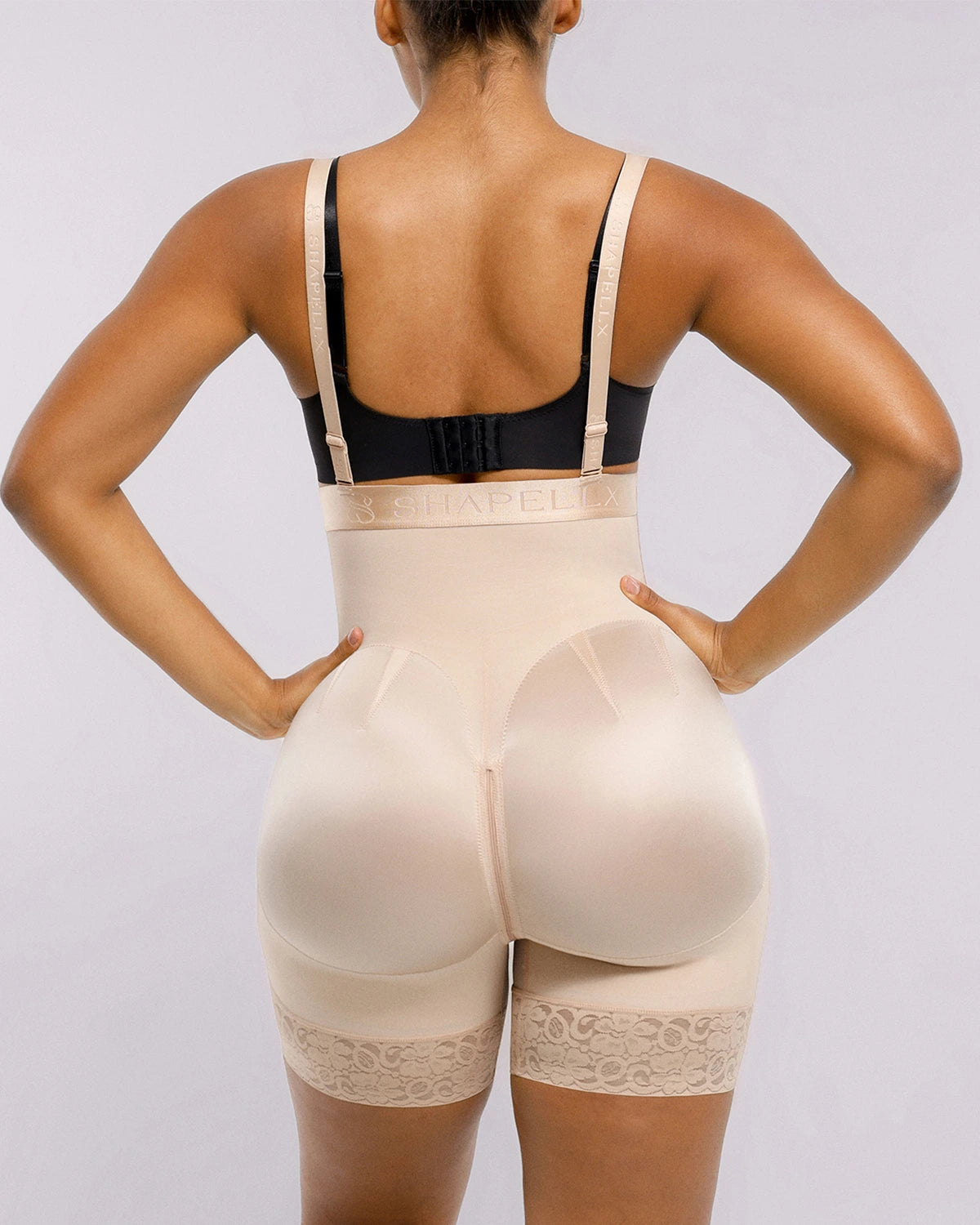Back view of full body shaper showing exclusive butt-lifting design for a defined shape