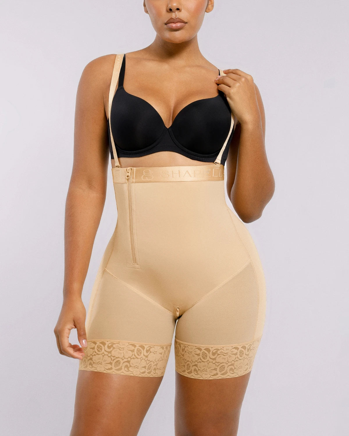 Close-up of extended lace leg bands with anti-slip grip lining, no rolling or thigh imprints