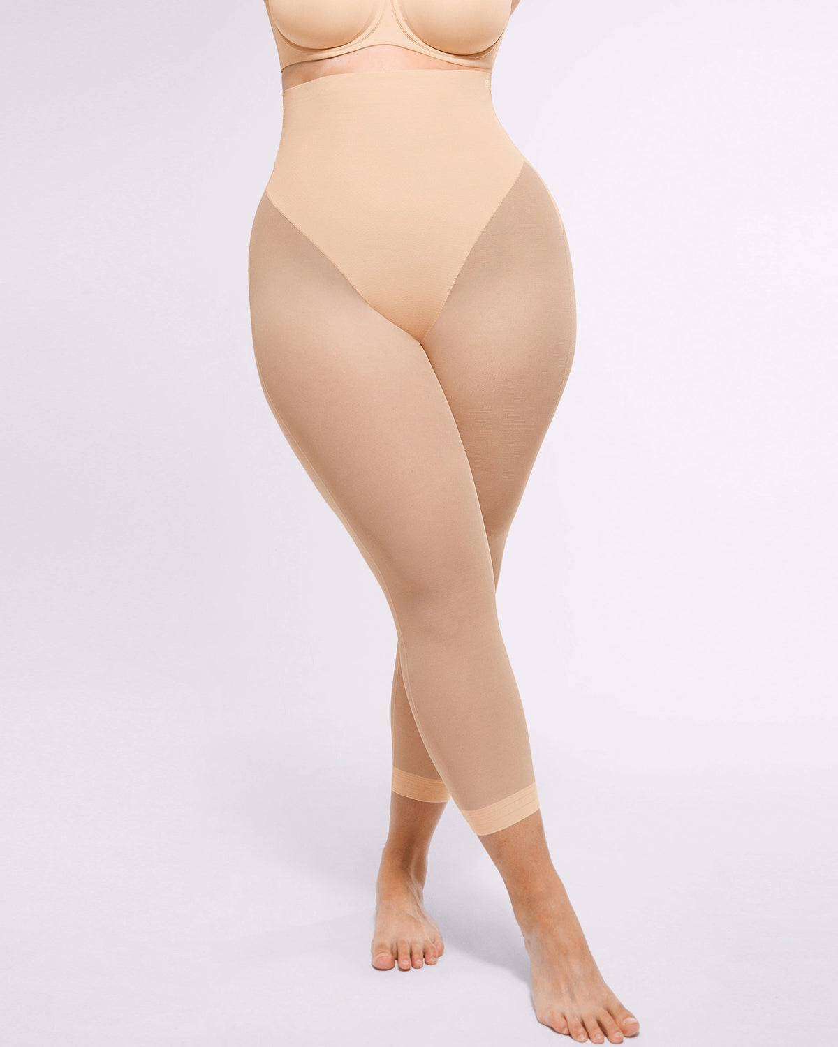 Capri-length shapewear creating a smooth transition from waist to calf
