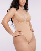 BOOT-YEAH™ MeshSmooth™ Deep Plunge Low-Back Thong Bodysuit